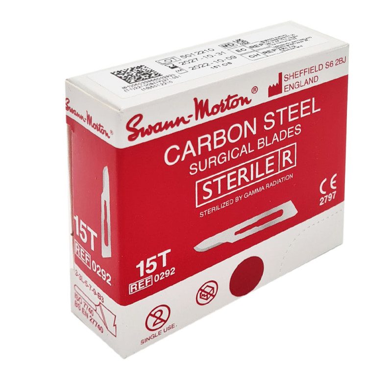 Ostrze chirurgiczne 15T sterylne 100szt stal węglowa Swann-Morton