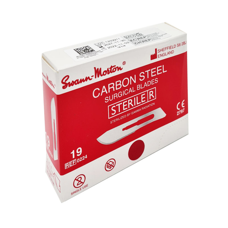 Ostrze chirurgiczne 19 sterylne 100szt stal węglowa Swann-Morton