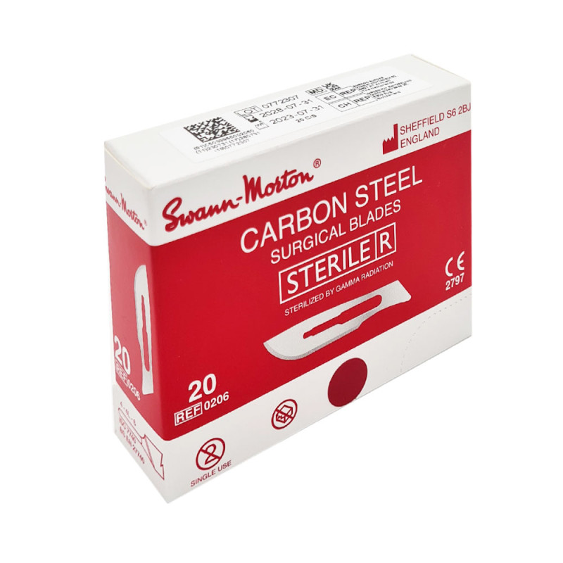 Ostrze chirurgiczne 20 sterylne 100szt stal węglowa Swann-Morton