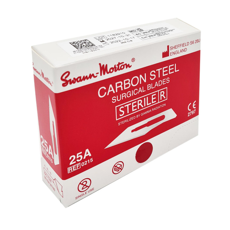 Ostrze chirurgiczne 25A sterylne 100szt stal węglowa Swann-Morton