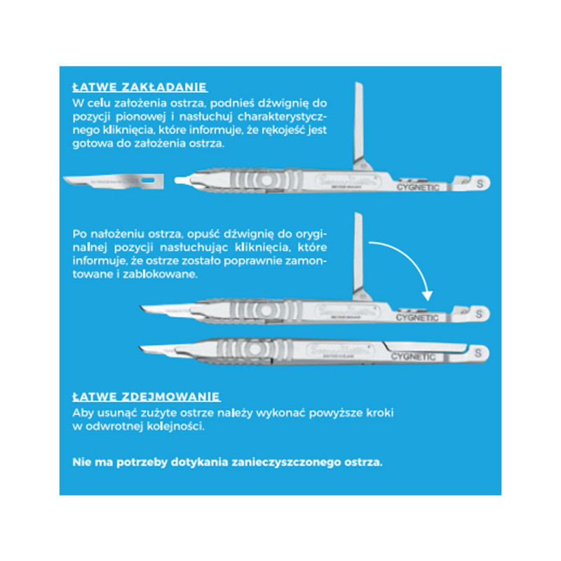 Ostrze chirurgiczne Cygnetic 11 do ortopedii sterylne 50szt stal nierdzewna Swann-Morton