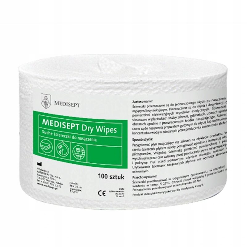 Suche ściereczki Dry Wipes Box do nasączenia preparatem dezynfekującym - wkład 100szt x 24op