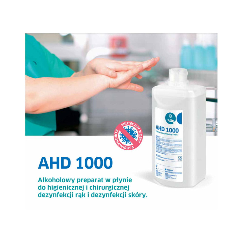 Alkoholowy płyn AHD 1000 do higienicznej i chirurgicznej dezynfekcji rąk i skóry 5l