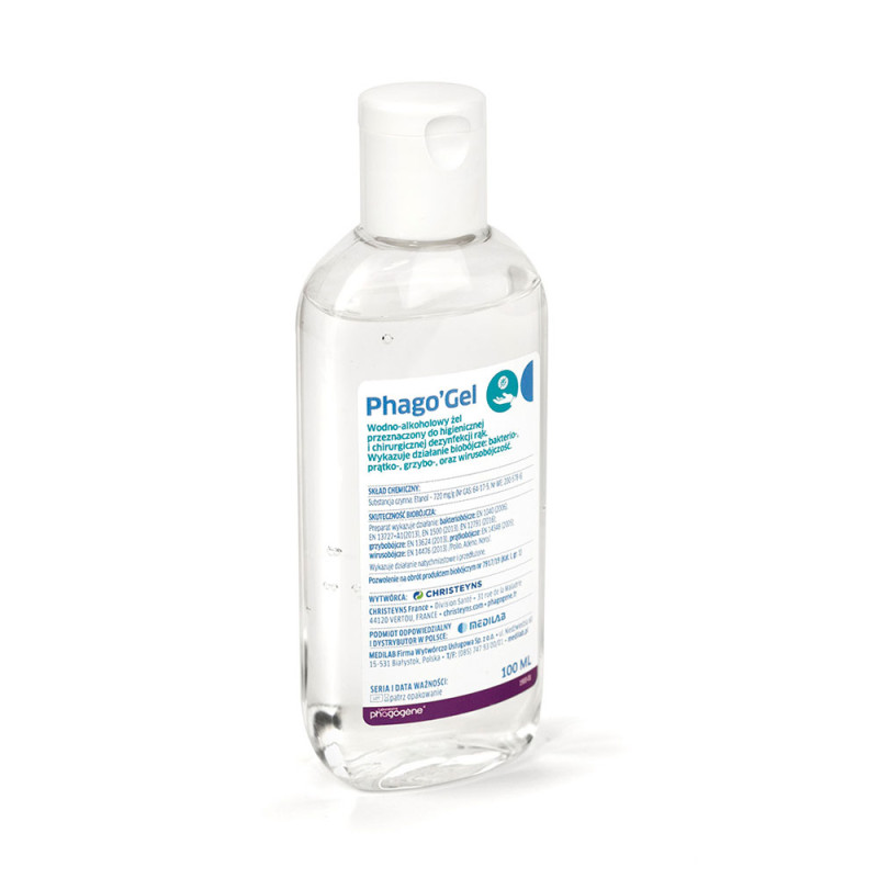 Wodno-alkoholowy żel do higienicznej i chirurgicznej dezynfekcji rąk PhagoGel 100ml 30op
