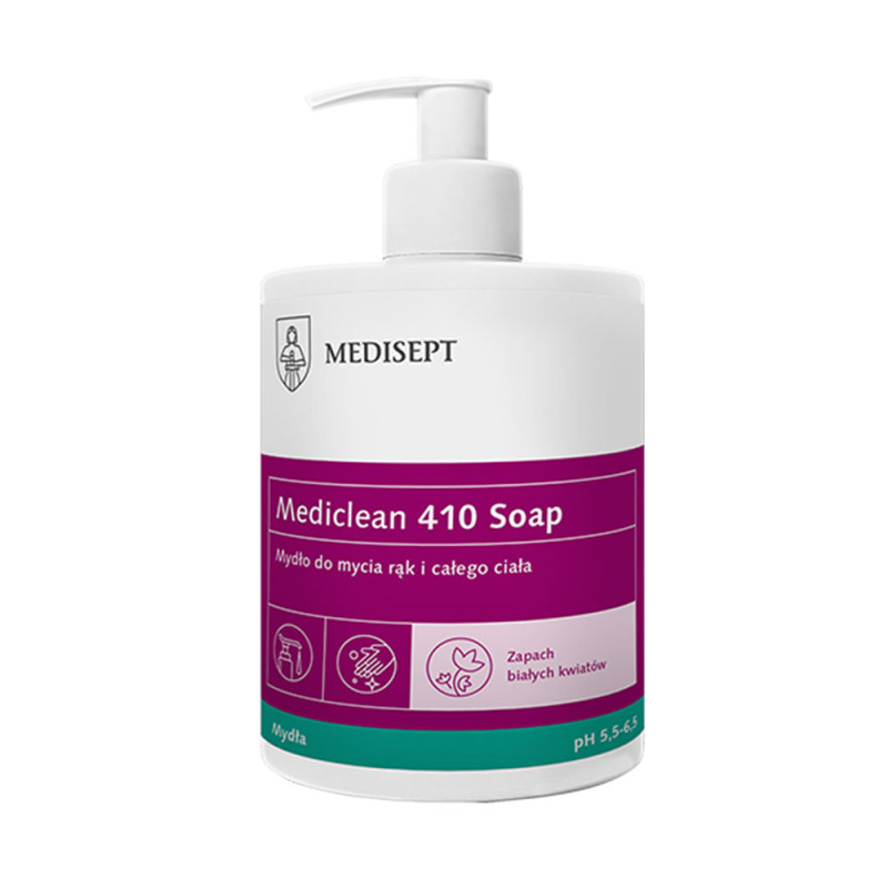Mediclean 410 Soap 500ml pielęgnacyjne mydło w płynie do mycia rąk i ciała 1szt