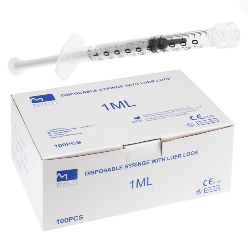 Strzykawka 1ml luer lock trzyczęściowa Medical Brokers 100szt