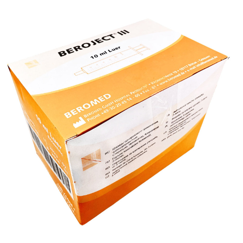 Strzykawka 10ml luer trzyczęściowa Beroject III 100 szt