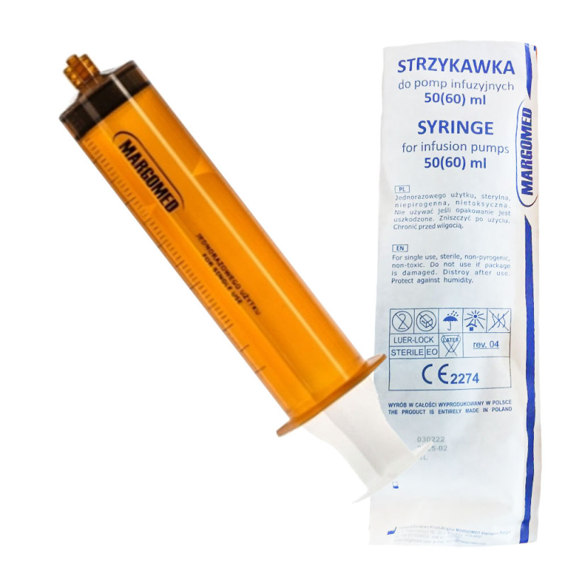 Strzykawka do pompy infuzyjnej 50ml bursztynowa Margomed 85szt