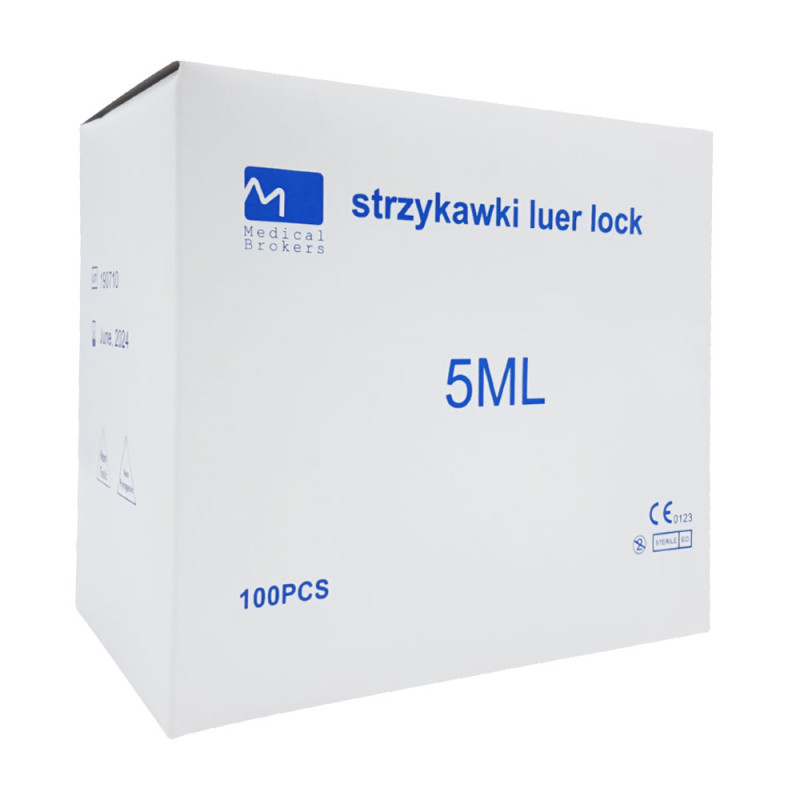 Strzykawka 5ml luer lock trzyczęściowa Medical Brokers 100szt 20op