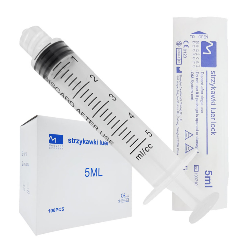 Strzykawka 5ml luer lock trzyczęściowa Medical Brokers 100szt 20op