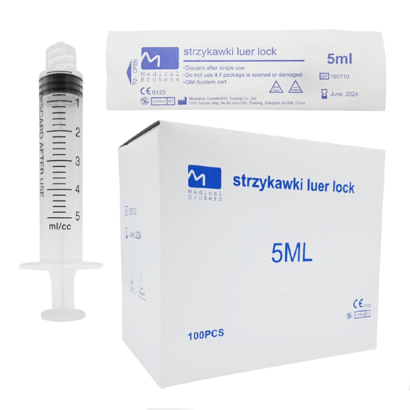 Strzykawka 5ml luer lock trzyczęściowa Medical Brokers 100szt 20op