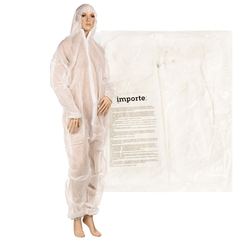 Kombinezon ochronny biały XXL włókninowy z kapturem 50szt