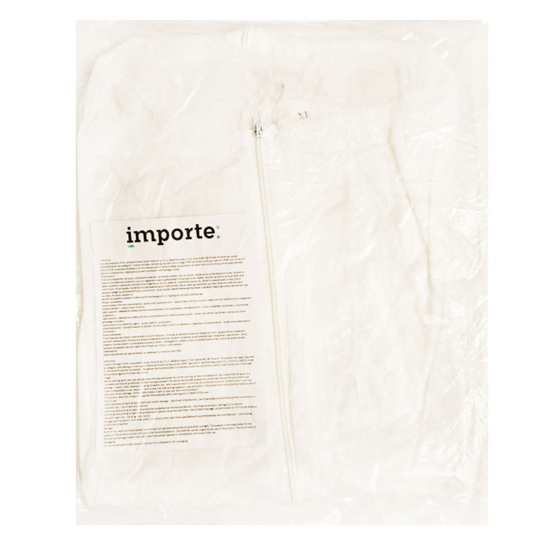 Kombinezon ochronny biały XL włókninowy z kapturem 1szt