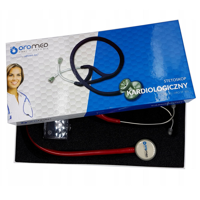 Stetoskop kardiologiczny czerwony SF-501 Oromed 1szt