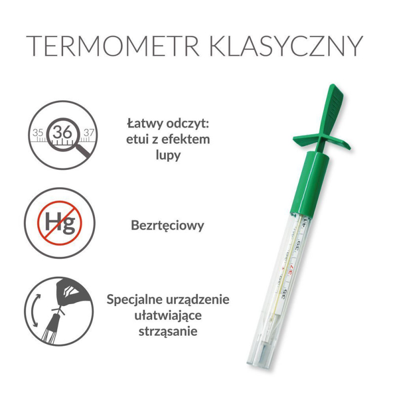 Termometr klasyczny bezrtęciowy szklany 1szt