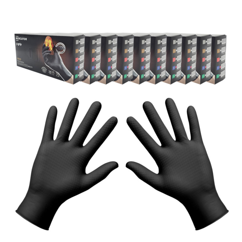 Rękawiczki nitrylowe M czarne Mercator Gogrip 50szt karton 10op