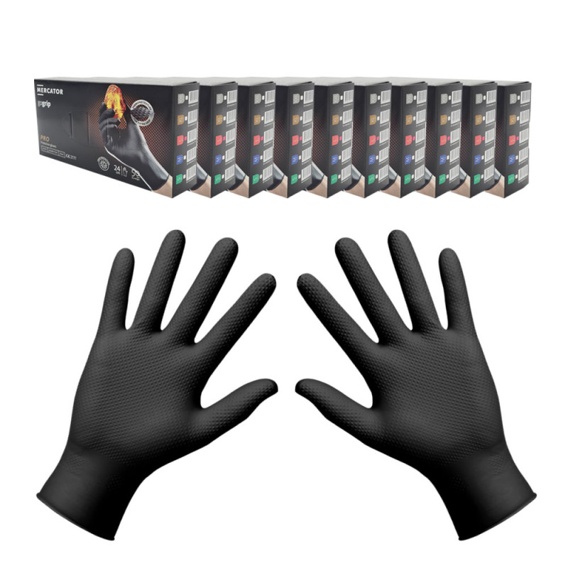Rękawiczki nitrylowe L czarne Mercator Gogrip 50szt karton 10op