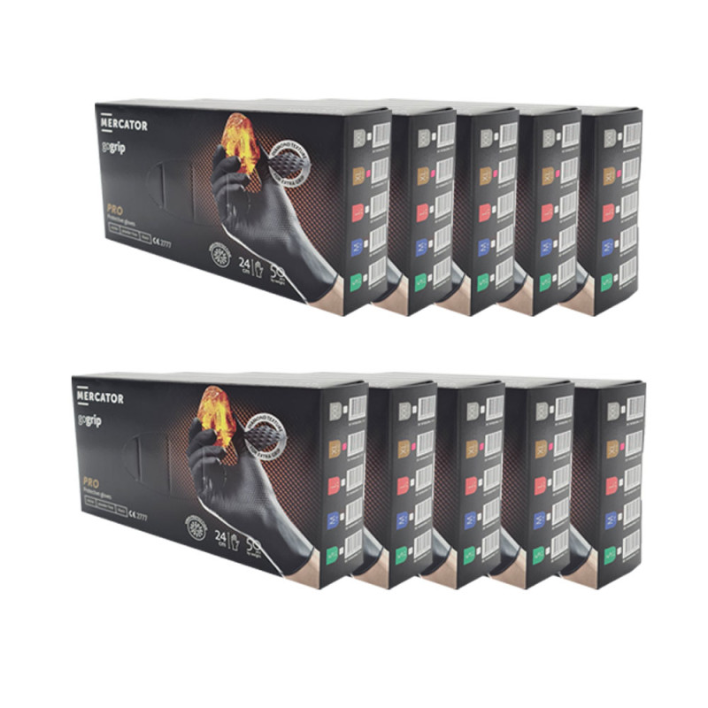 Rękawiczki nitrylowe XL czarne Mercator Gogrip 50szt karton 10op