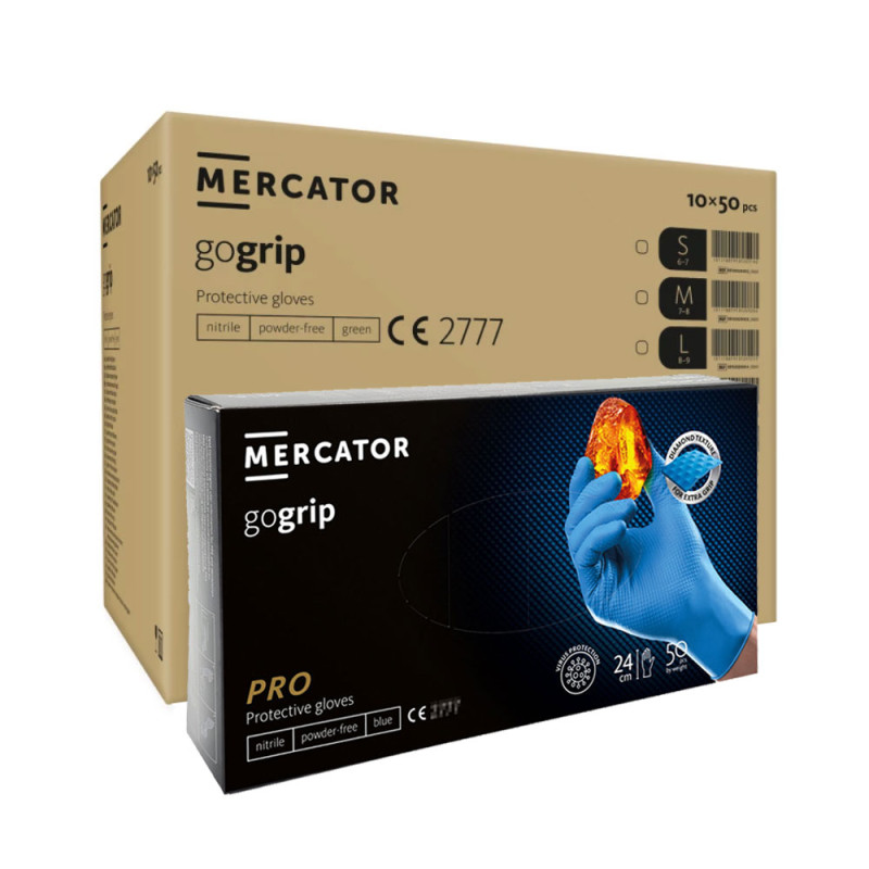Rękawiczki nitrylowe XL niebieskie Mercator Gogrip 50szt karton 10op