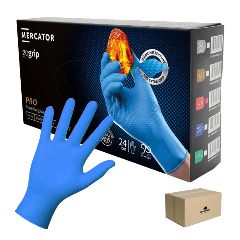 Rękawiczki nitrylowe L niebieskie Mercator Gogrip 50szt karton 10op