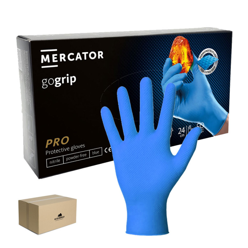 Rękawiczki nitrylowe M niebieskie Mercator Gogrip 50szt karton 10op