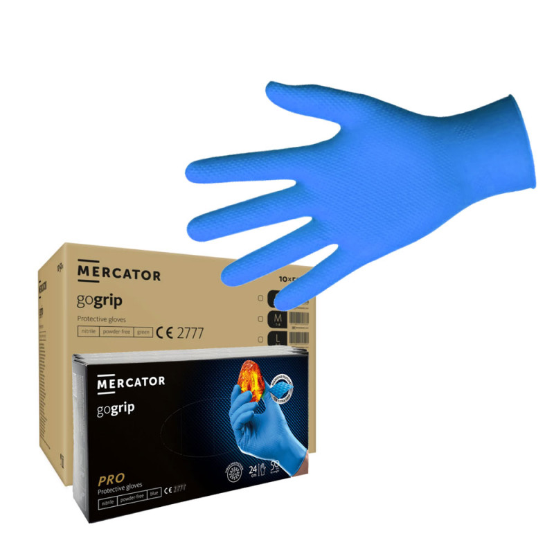 Rękawiczki nitrylowe S niebieskie Mercator Gogrip 50szt karton 10op
