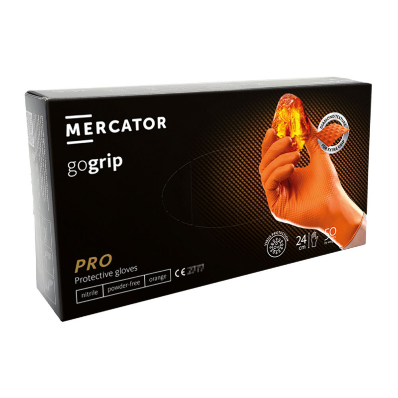 Rękawiczki nitrylowe M pomarańczowe Mercator Gogrip 50szt