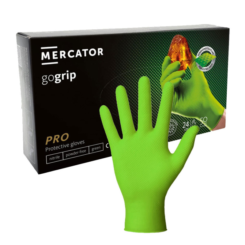 Rękawiczki nitrylowe L zielone Mercator Gogrip green 50szt
