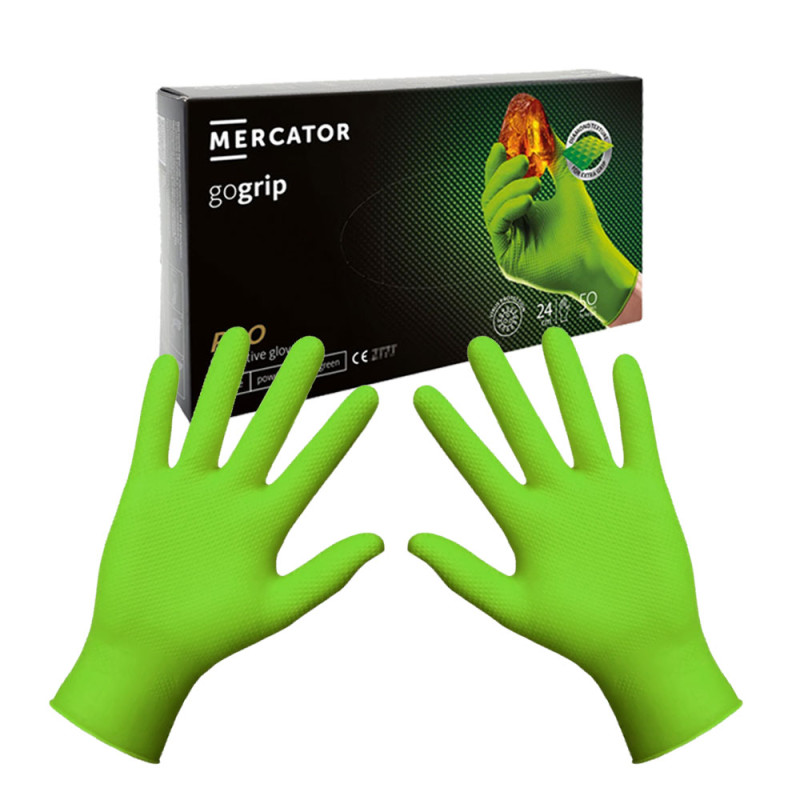 Rękawiczki nitrylowe L zielone Mercator Gogrip green 50szt