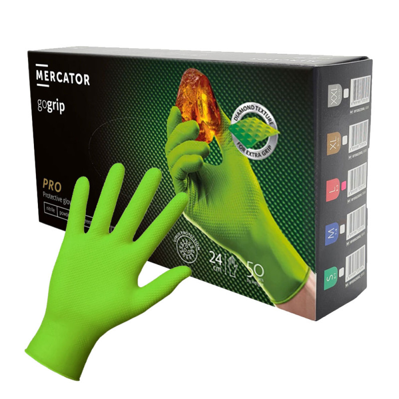 Rękawiczki nitrylowe L zielone Mercator Gogrip green 50szt