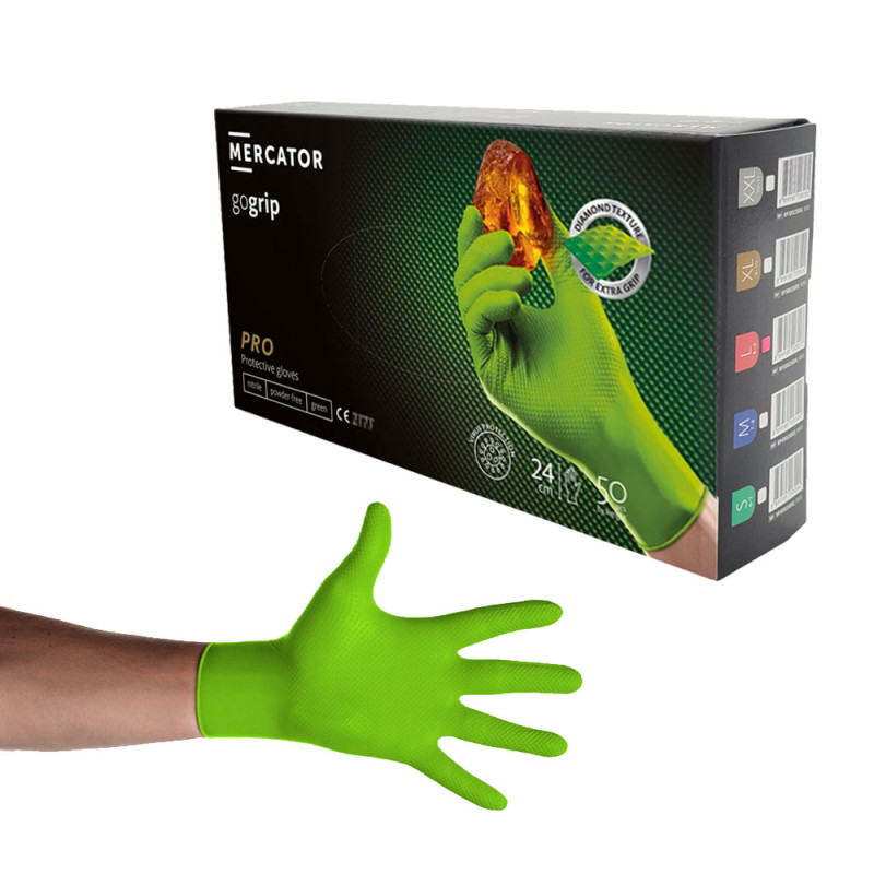 Rękawiczki nitrylowe XL zielone Mercator Gogrip green 50szt