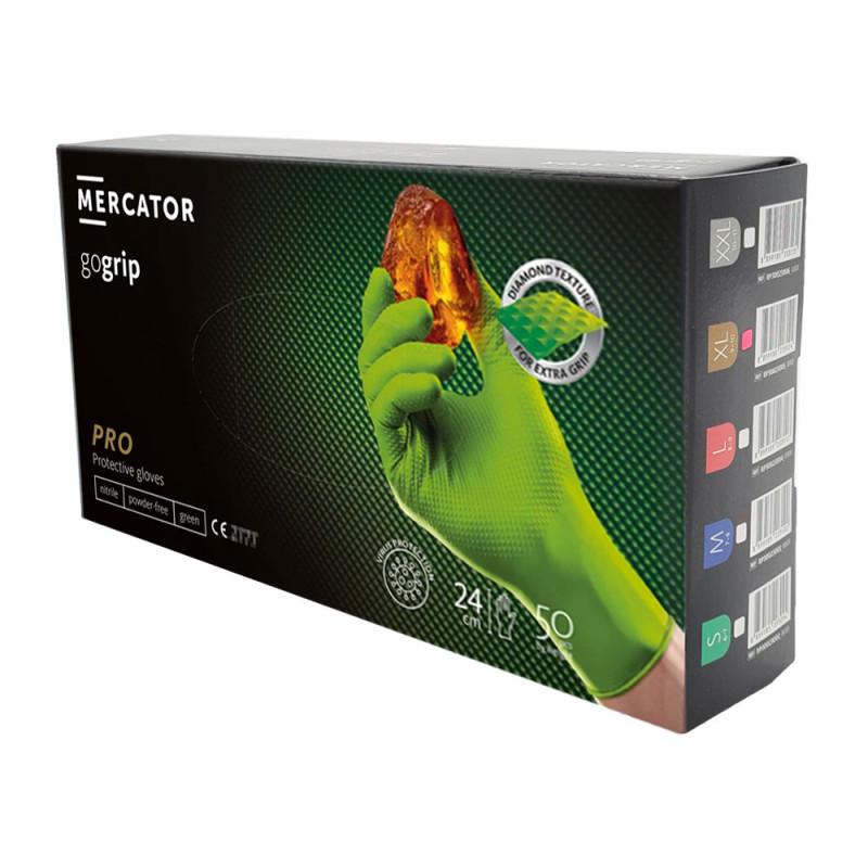 Rękawiczki nitrylowe XL zielone Mercator Gogrip green 50szt