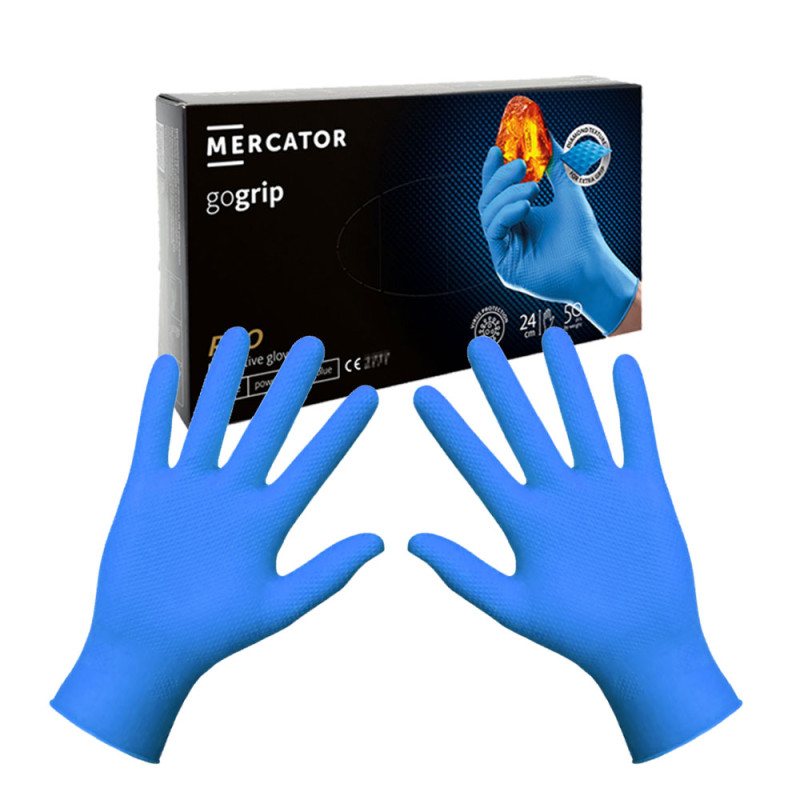 Rękawiczki nitrylowe S niebieskie Mercator Gogrip 50szt