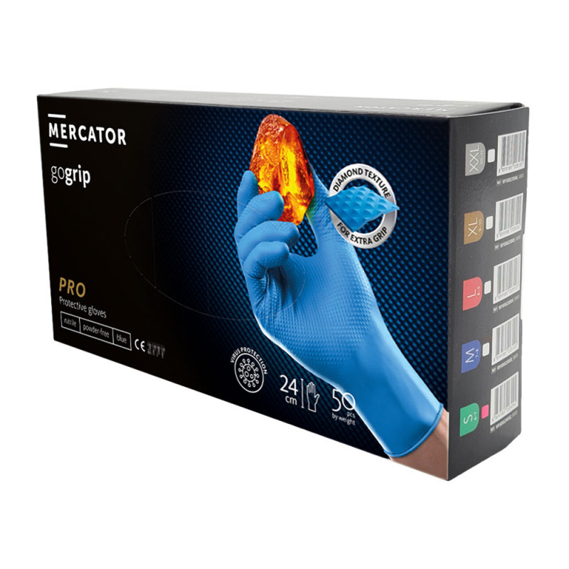 Rękawiczki nitrylowe S niebieskie Mercator Gogrip 50szt
