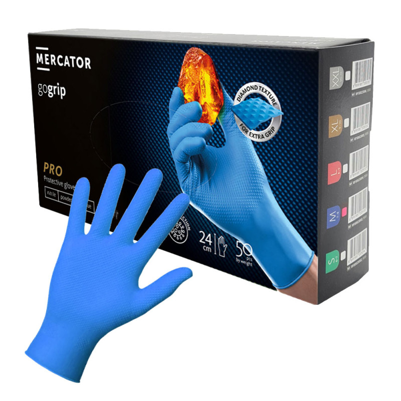 Rękawiczki nitrylowe M niebieskie Mercator Gogrip 50szt