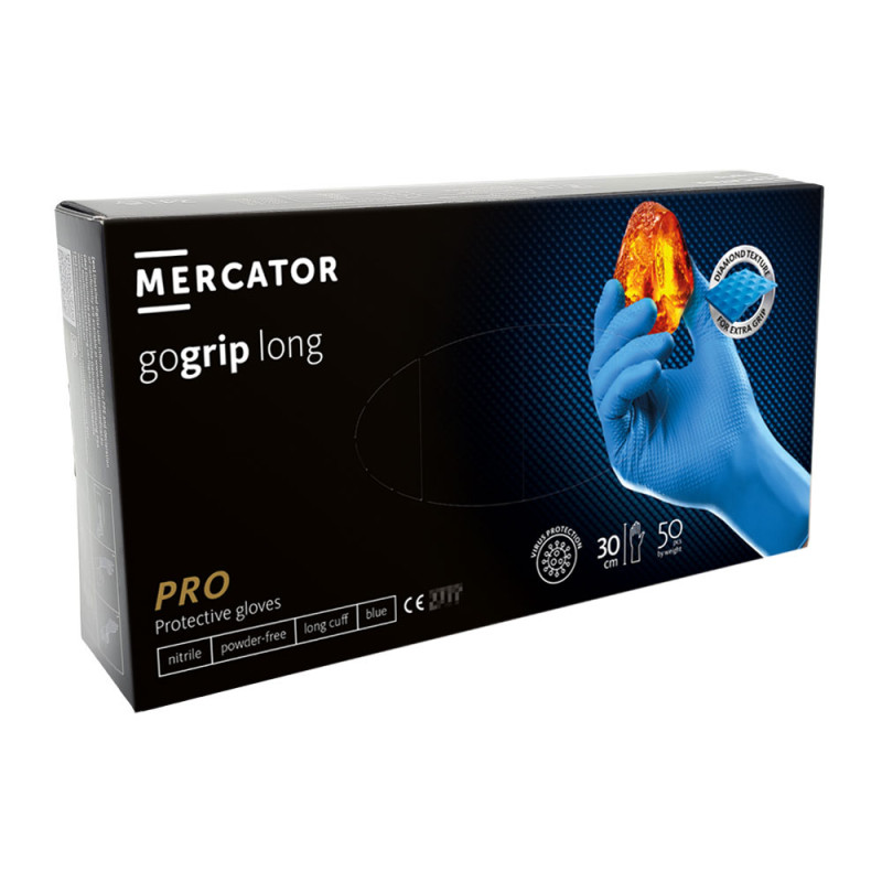 Rękawiczki nitrylowe XL niebieskie Mercator Gogrip Long 50szt