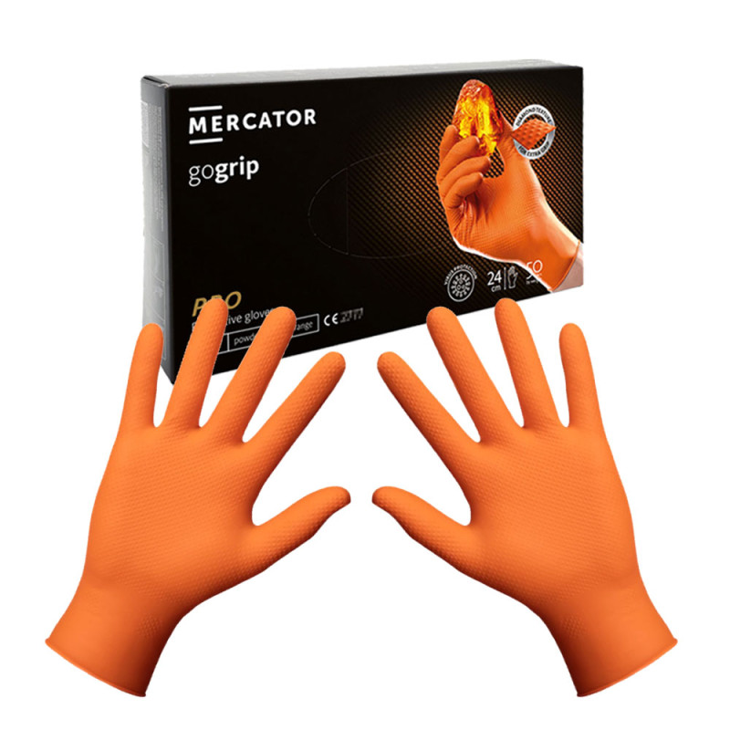 Rękawiczki nitrylowe XXL pomarańczowe Mercator Gogrip 50szt