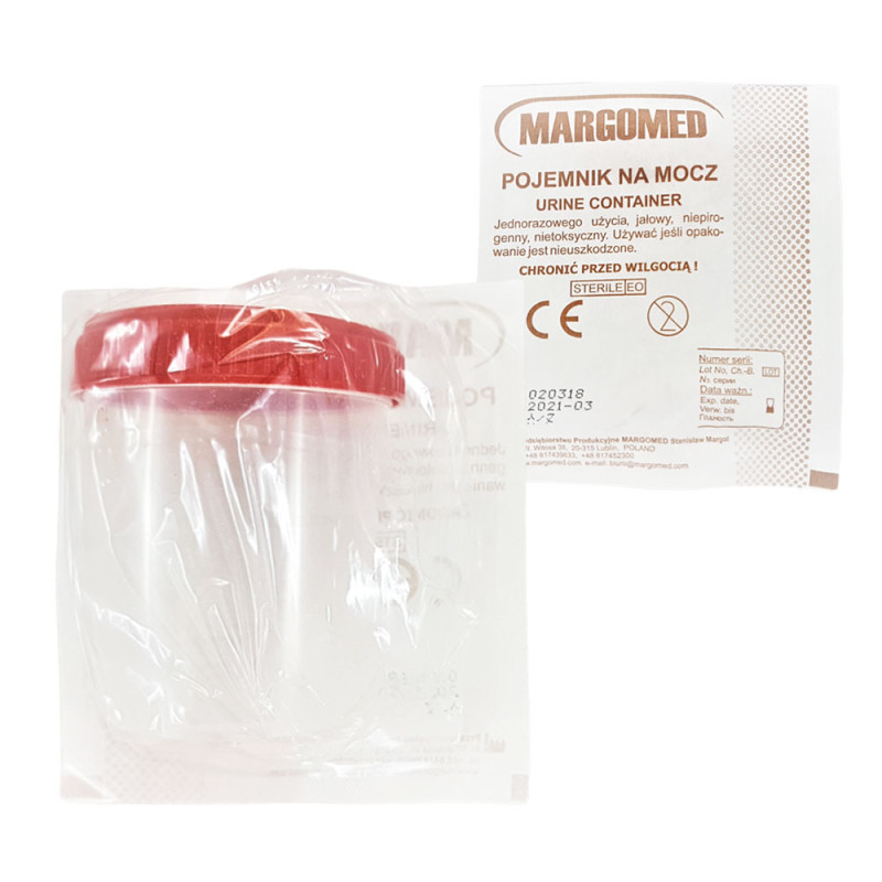 Jałowy pojemnik na mocz 100ml jednorazowy Margomed 1szt