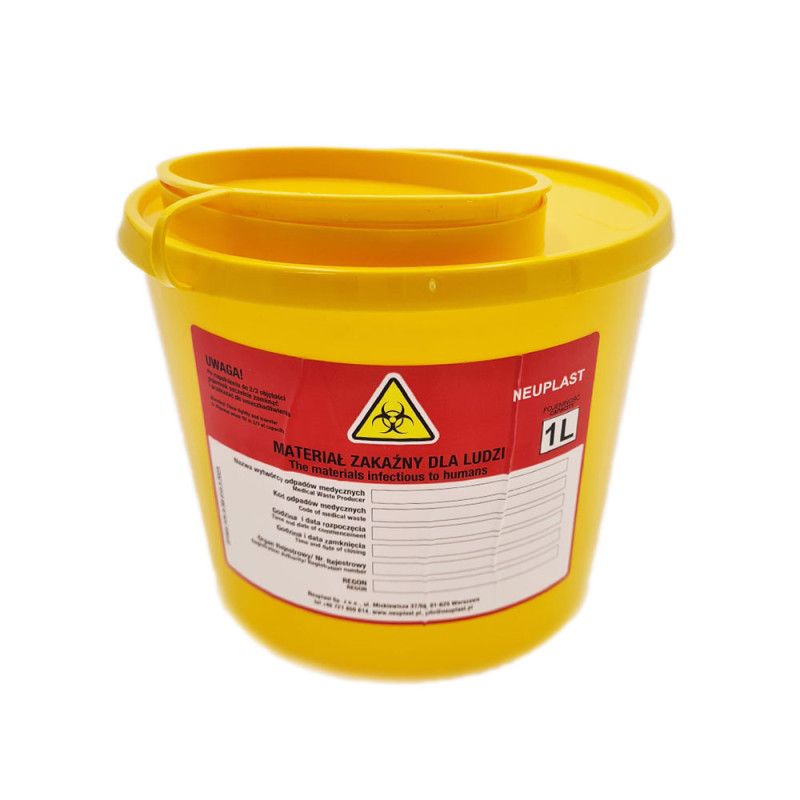 Pojemnik na odpady medyczne 1l żółty Neuplast 50szt