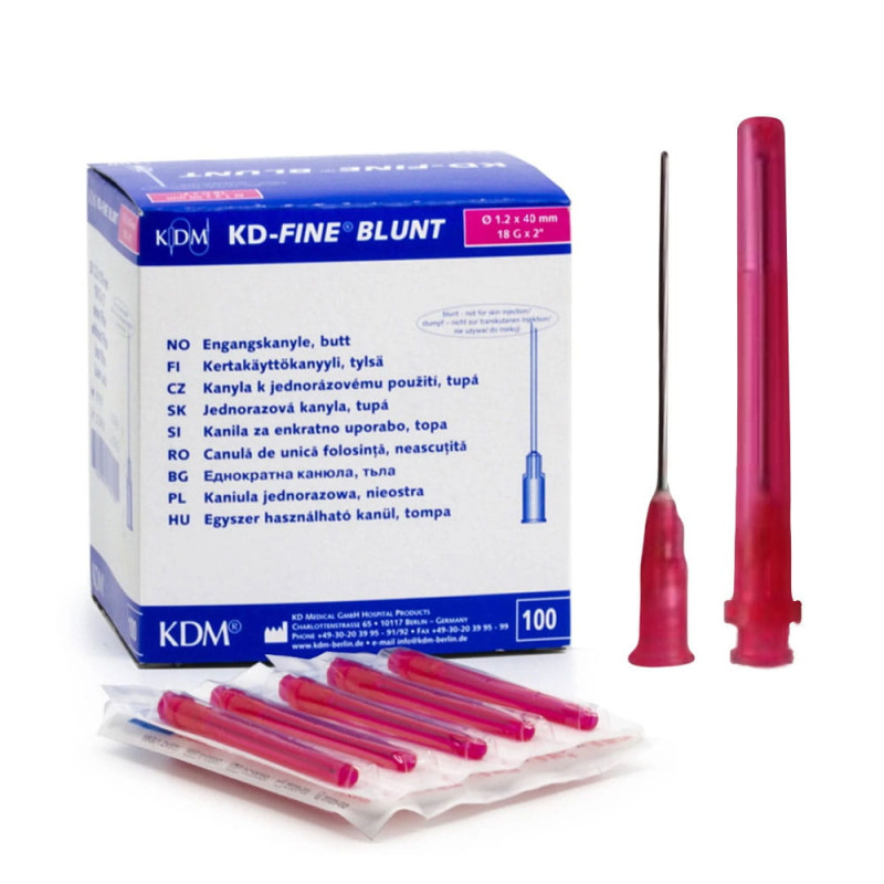 Igły do pobierania lek&oacute;w z filtrem 50mm x 1,2mm 18G KDM KD-Fine Blunt z filtrem 100szt