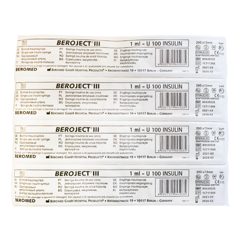 Strzykawka insulinowa z wymienną igłą 1ml U-100 G29 (0,33X13) 100 szt