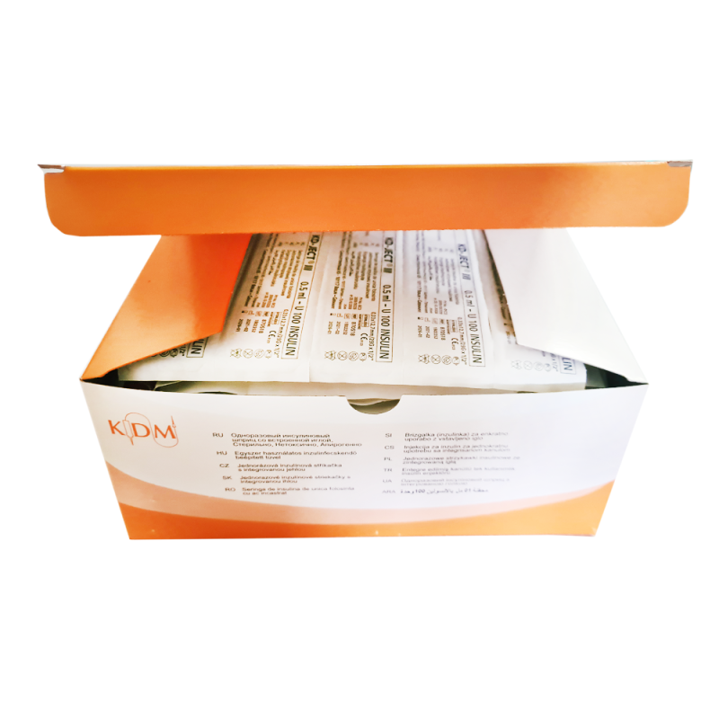 Strzykawka insulinowa z igłą wtopioną 0,5ml U-100 G29 (0,33X12,7) KD-JECT III 100szt