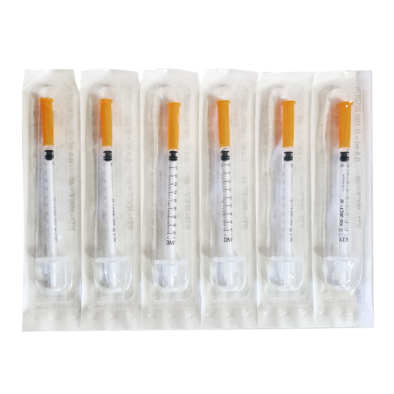 Strzykawka insulinowa z igłą wtopioną 0,5ml U-100 G30 (0,30X8) KD-JECT III 100szt