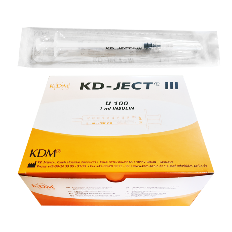 Strzykawka insulinowa z wymienną igłą 1ml U-100 G27 (0,40X12) KD-JECT III 100szt