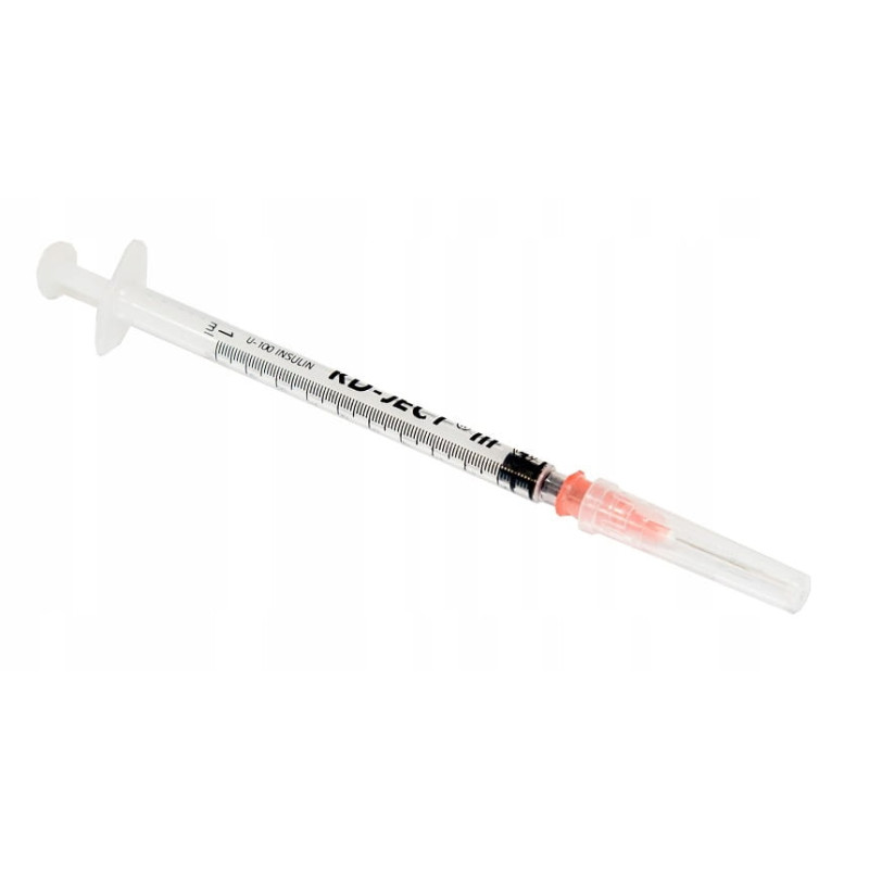 Strzykawka insulinowa z wymienną igłą 1ml U-100 G29 (0,33X12) KD-JECT III 100szt