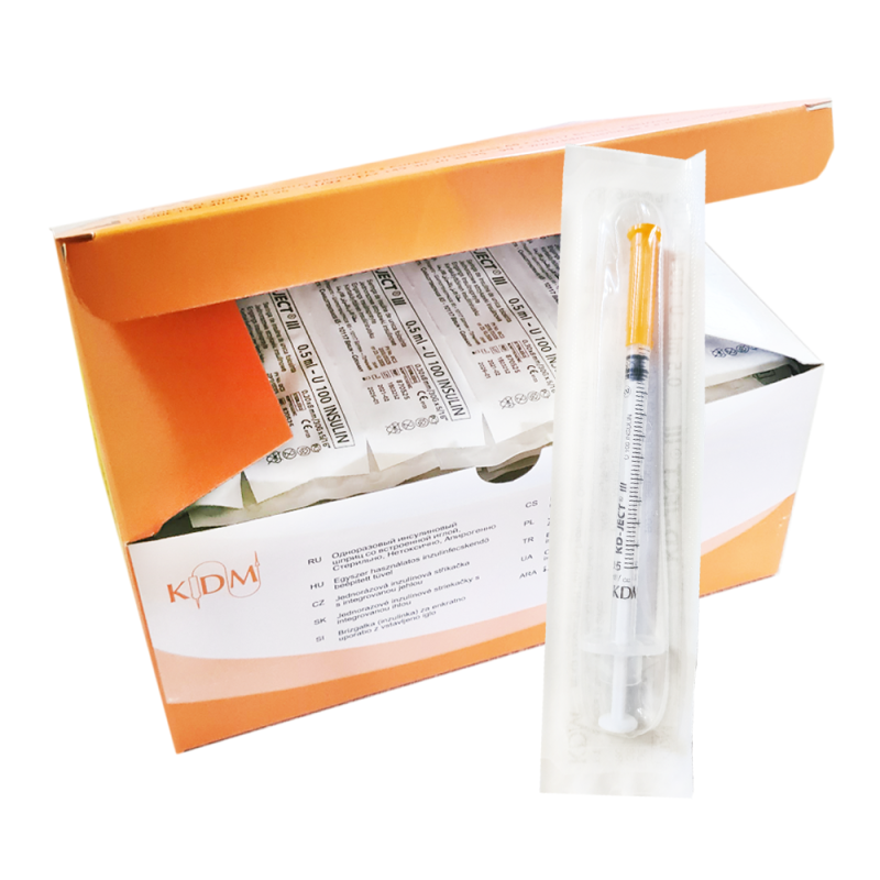 Strzykawka insulinowa z igłą wtopioną 0,3ml U-100 G30 (0,30X8) KD-JECT III 100szt