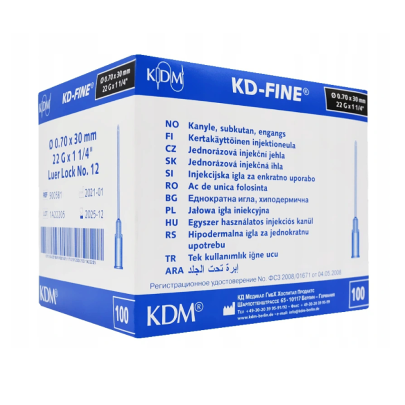 Igły iniekcyjne 26G 0,45mm x 25mm KDM KD-Fine 100szt