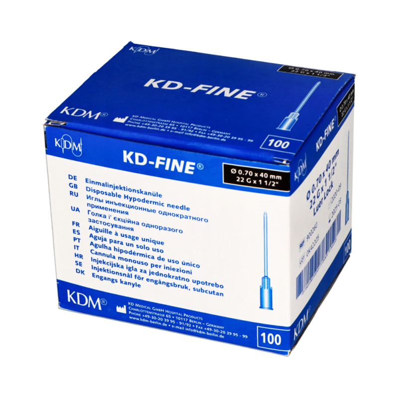 Igły iniekcyjne 21G 0,8mm x 22mm KDM KD-Fine 100szt