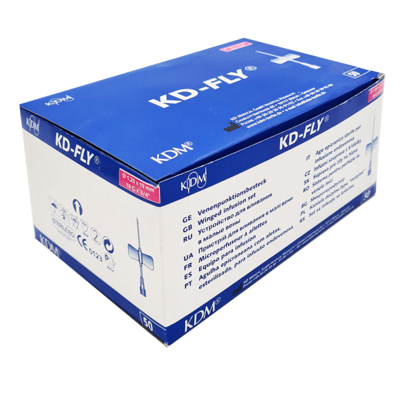 Motylek igła 18G 1,2mm x 19mm KDM KD-Fly 50szt