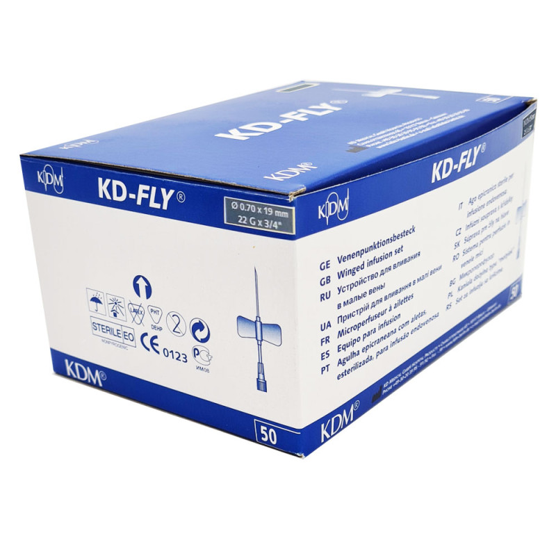 Motylek igła 22G 0,7mm x 19mm KDM KD-Fly 50szt
